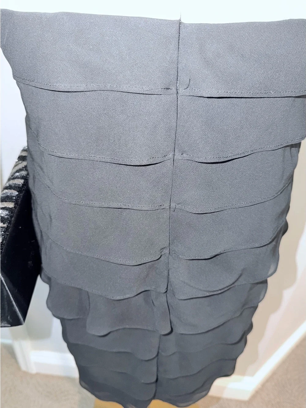 S.L. Fashions Elegant Black & White Layered Ruffle Pencil Skirt Dress EUC